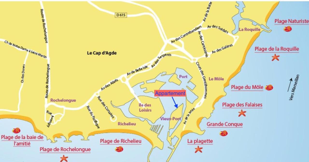 La Brigantine 607, T2 Vue Mer, Piscine, Tennis Agde Bagian luar foto